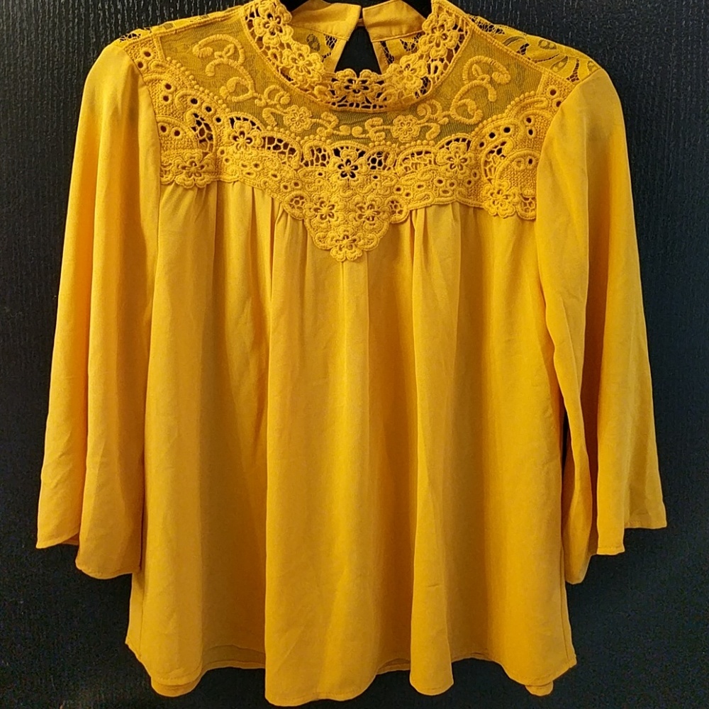 Mustard yellow lace top